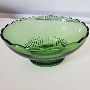 Vintage E.O. Brody Co. Green Glass Pedestal Bowl (1958–1970s)